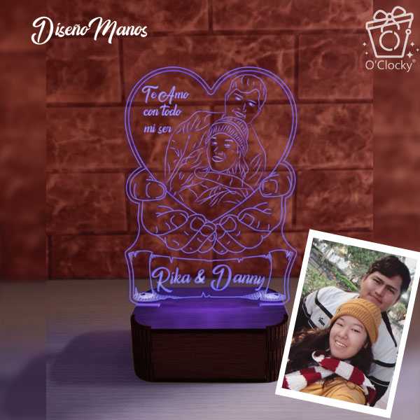 Lámpara LED personalizada con 4 fotos y texto