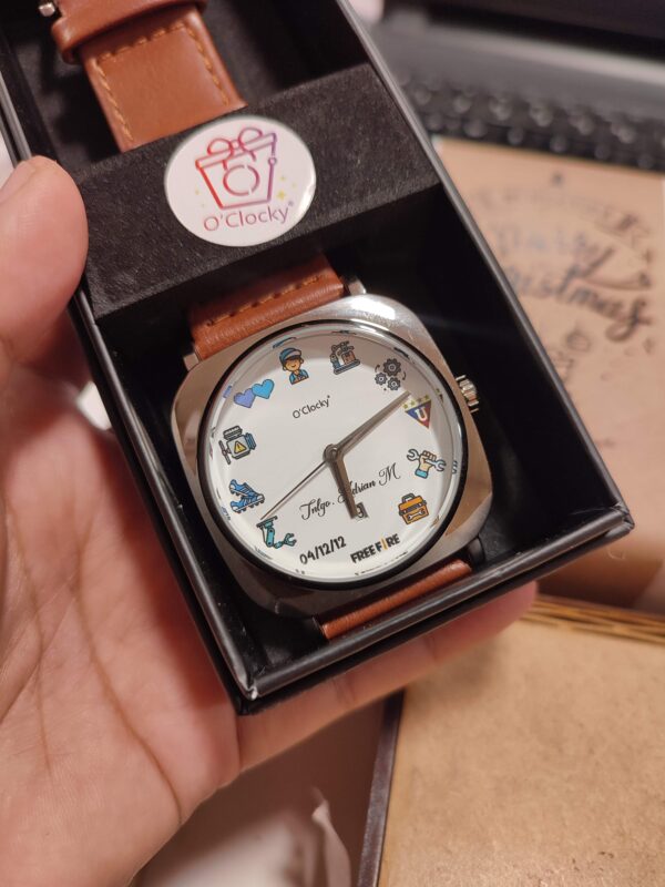 Reloj Formal Semicuadrado Cuerina Correa café