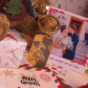 Llavero Placa Rectangular Dorado Grabado + Envío Gratis