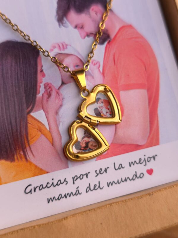 Relicario Corazon Mini Bordes Labrado Acero + Envío Gratis - Imagen 2