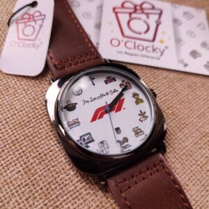 Reloj SemiCuadrado Elegante Cuerina Café Oscuro + Envío Gratis
