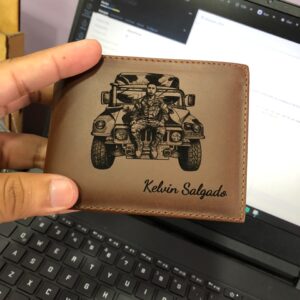 Modelo 3: Billetera 1 Tarjetero de Cuero Genuino Chocolate – Diseño Clásico Punta Cuadrada