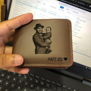 Modelo 3: Billetera 1 Tarjetero de Cuero Genuino Chocolate – Diseño Clásico Punta Redonda