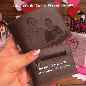 Modelo 3: Billetera 1 Tarjetero de Cuero Genuino Chocolate – Diseño Clásico Punta Cuadrada