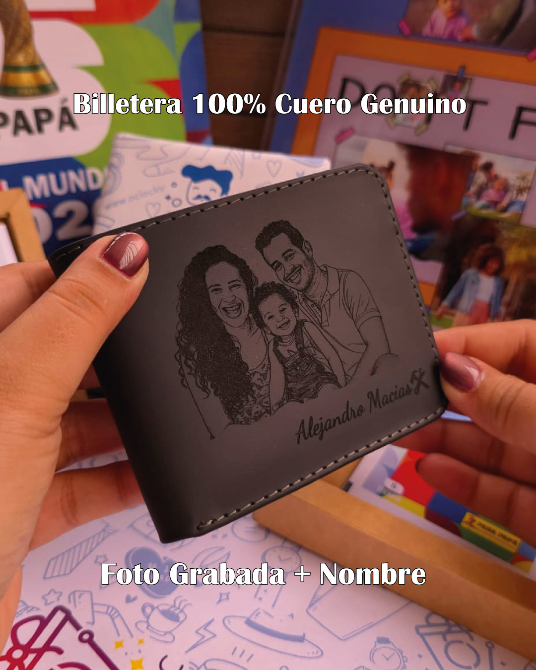 Combo: Billetera Negra Modelo 1 + Llavero Acero Inoxidable + Envío Gratis - Imagen 2