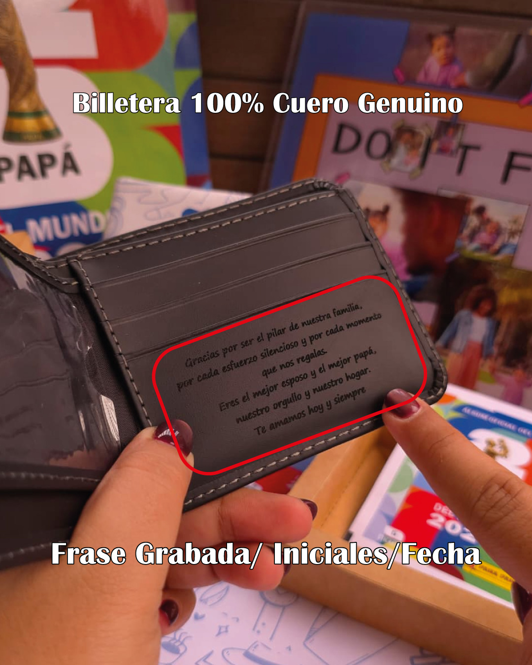 Combo: Billetera Negra Modelo 1 + Llavero Acero Inoxidable + Envío Gratis - Imagen 4