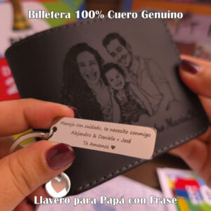 Combo: Billetera Negra Modelo 1 + Llavero Acero Inoxidable + Envío Gratis