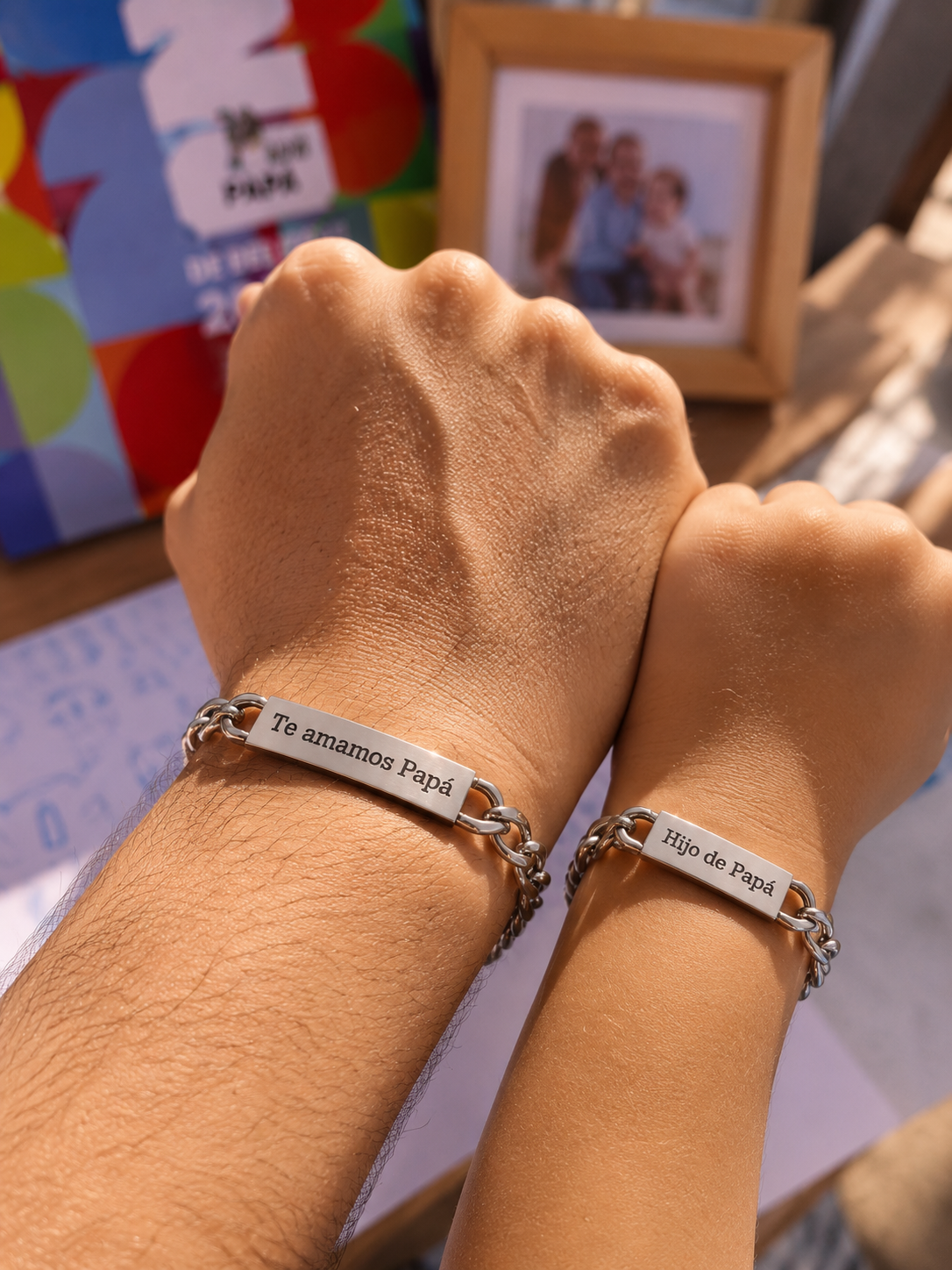 Pareja de Pulseras Con Grabado Personalizado Plateado