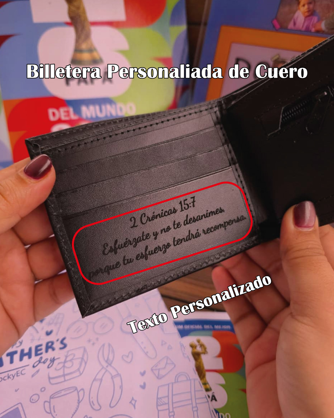 Combo: Billetera Modelo 4 + Pulsera Personalizada Plateada 💙 - Imagen 4