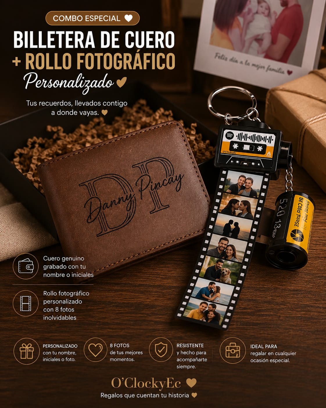 Combo 1.1: Billetera Modelo 1 + Rollo Fotografico + Envío Gratis