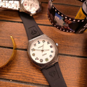 Reloj Caballero Correa de Goma –  Marco Plateado RM054