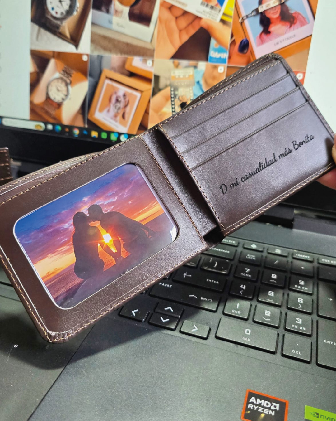 Billetera Café Oscuro Modelo 1 / Tira de Lona / Tartejero Monedero - Imagen 5